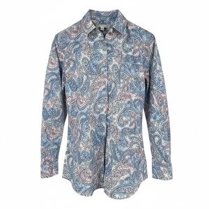 Orvis Women’s Size 16 Blue and Pink Paisley Button Cotton Down Shirt